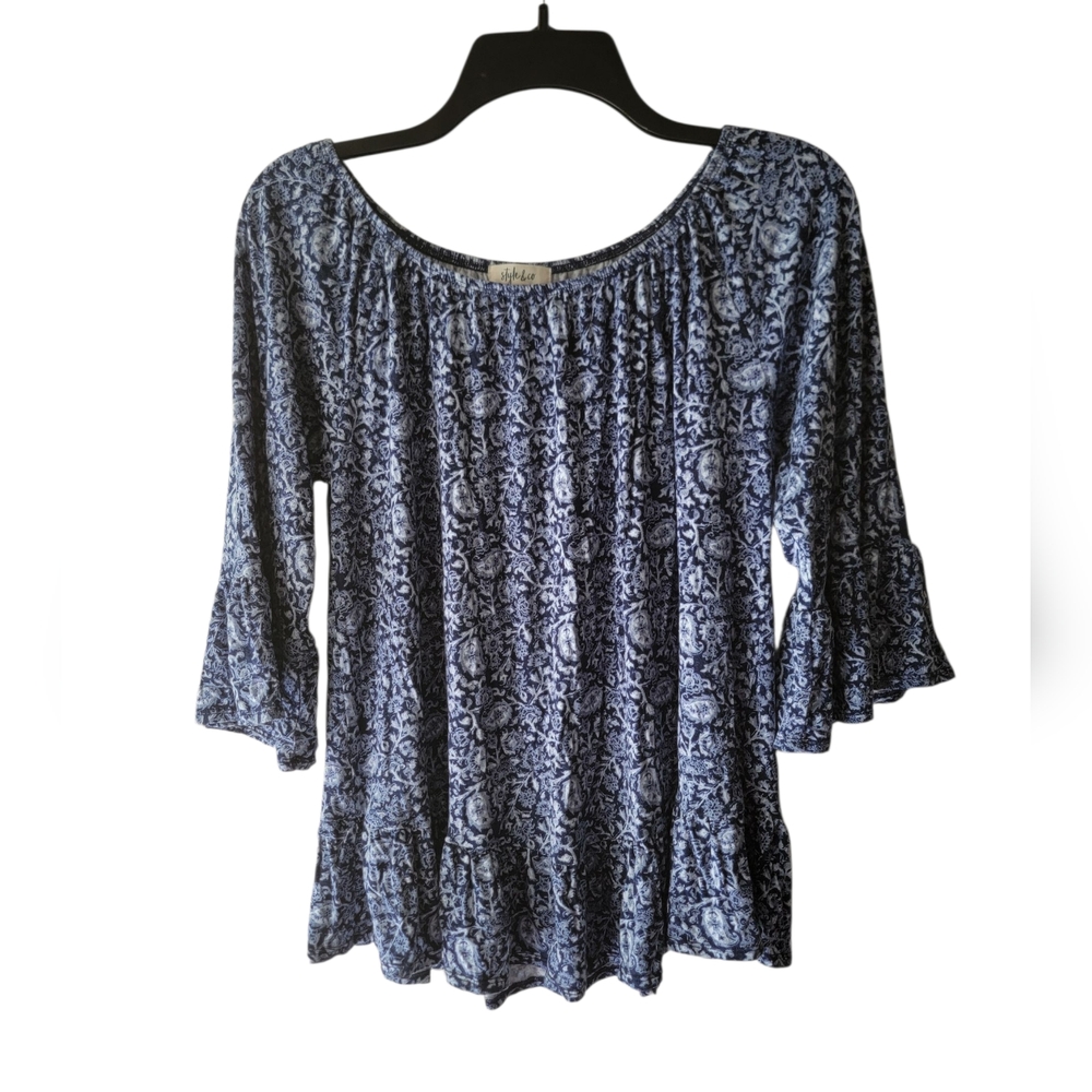 Style & Co | Blue Paisley Flowy Blouse Women's Small